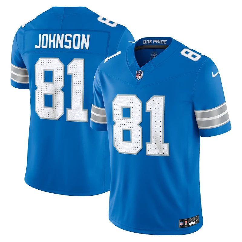 Maillot Nike Calvin Johnson bleu Detroit Lions Vapor F.U.S.E. pour homme, édition limitée et cousue, retiré du marché