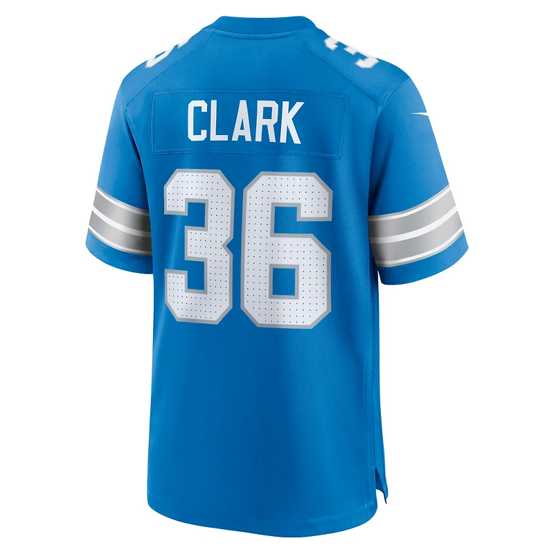 Men's Nike Chuck Clark Blue Detroit Lions Team Game Jersey