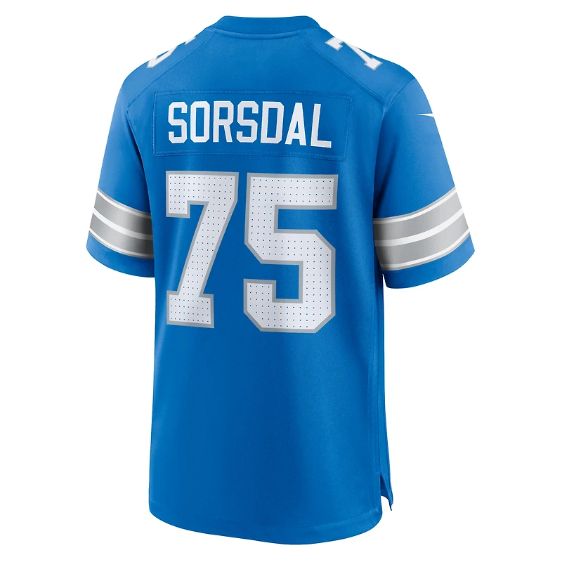 Maillot de match Nike Colby Sorsdal bleu pour homme des Lions Détroit