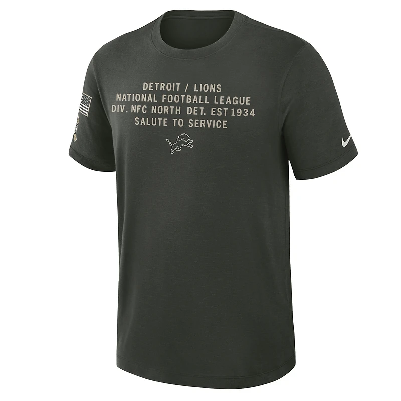 Men's Nike Dark Green Detroit Lions 2025 Salute to Service Sideline Slub Dri-FIT T-Shirt