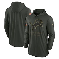 Men's Nike Forest Green Detroit Lions 2025 Salute to Service Sideline Dri-FIT Lightweight Hooded Pullover