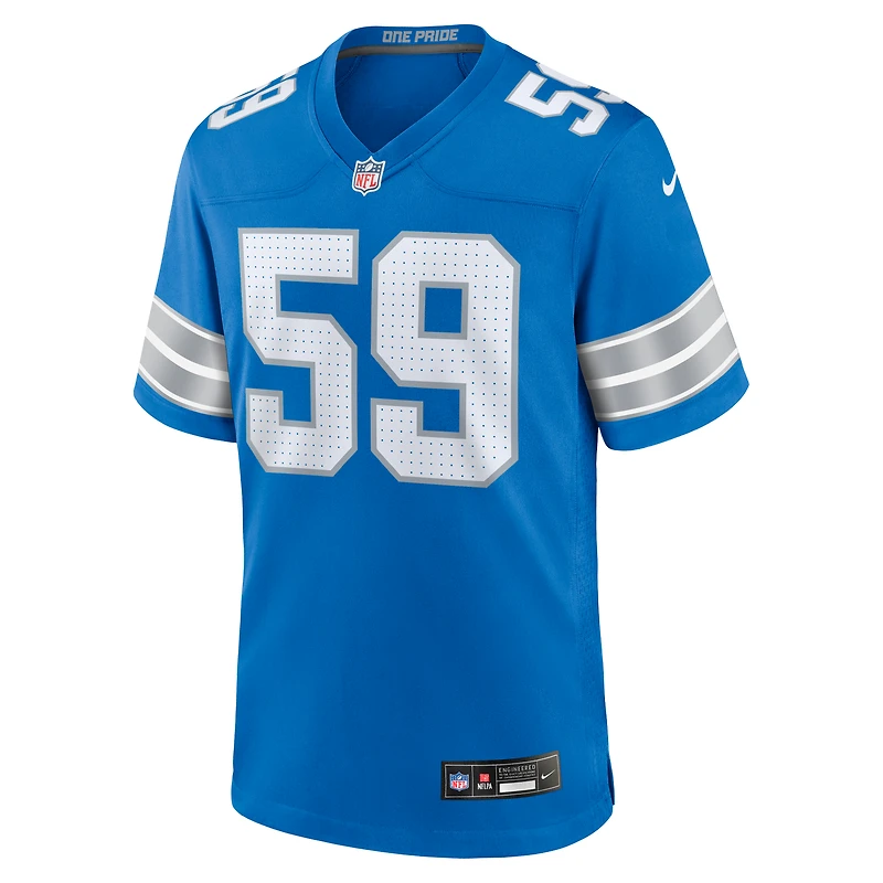 Maillot de match l'équipe Nike Giovanni Manu des Detroit Lions pour homme, bleu, bleu