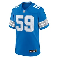 Men's Nike Giovanni Manu  Blue Detroit Lions Team Game Jersey
