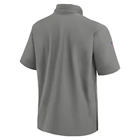 Veste à capuche manches courtes et demi-zip Nike Detroit Lions 2024 Sideline Coach pour homme Gris