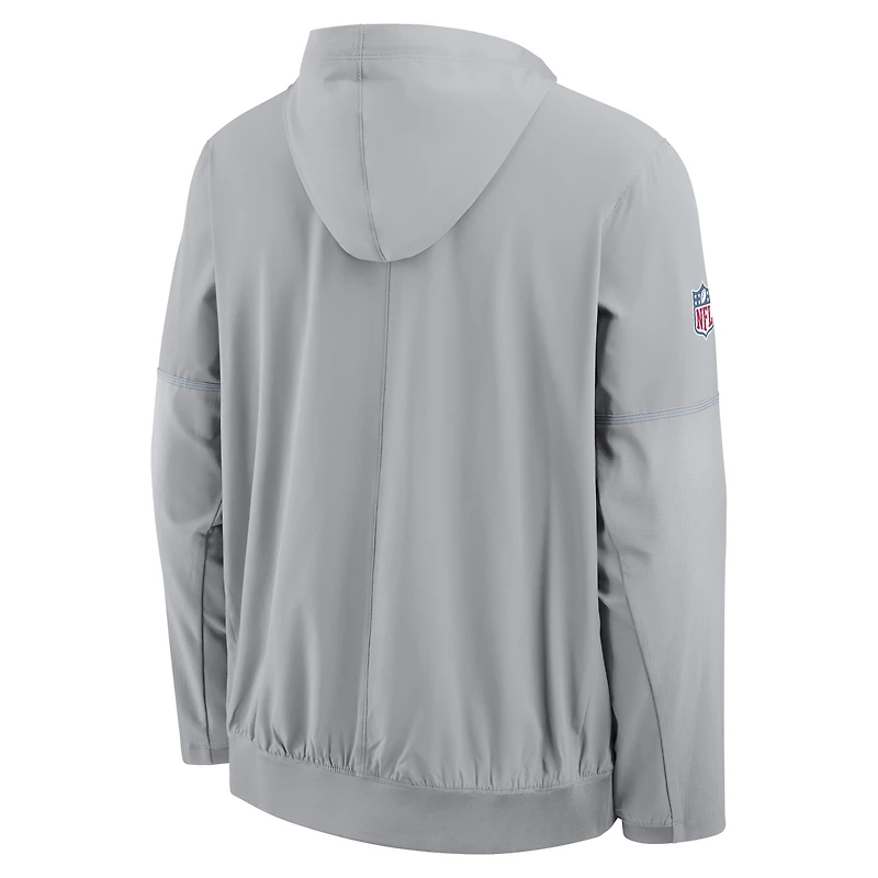 Men's Nike Gray Detroit Lions Sideline Anorak Half-Zip Hooded Jacket