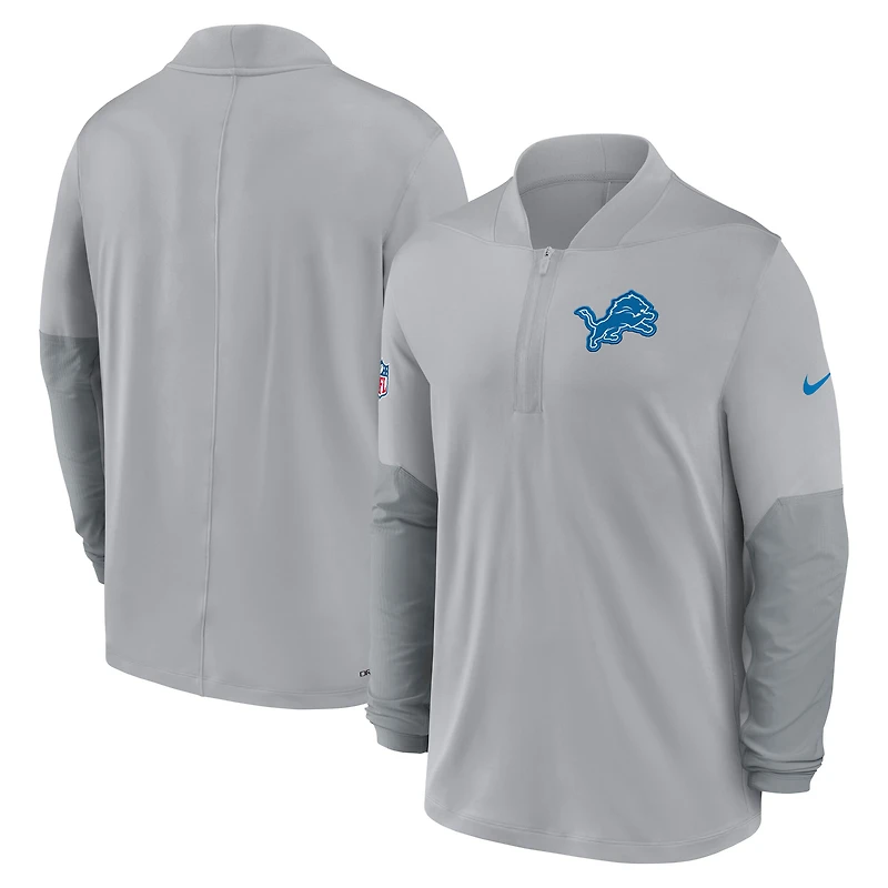 Men's Nike Gray Detroit Lions Sideline Dri-FIT Half-Zip Pullover