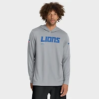 Men's Nike Gray Detroit Lions Sideline Pure Fury Dri-FIT Long Sleeve Hoodie T-Shirt