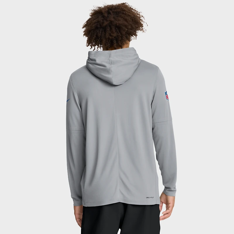 Men's Nike Gray Detroit Lions Sideline Pure Fury Dri-FIT Long Sleeve Hoodie T-Shirt