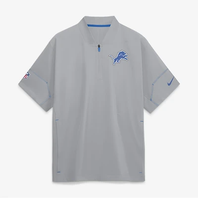 Men's Nike Gray Detroit Lions Sideline Short Sleeve Quarter-Zip Coaches Jacket
