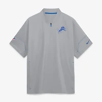 Men's Nike Gray Detroit Lions Sideline Short Sleeve Quarter-Zip Coaches Jacket