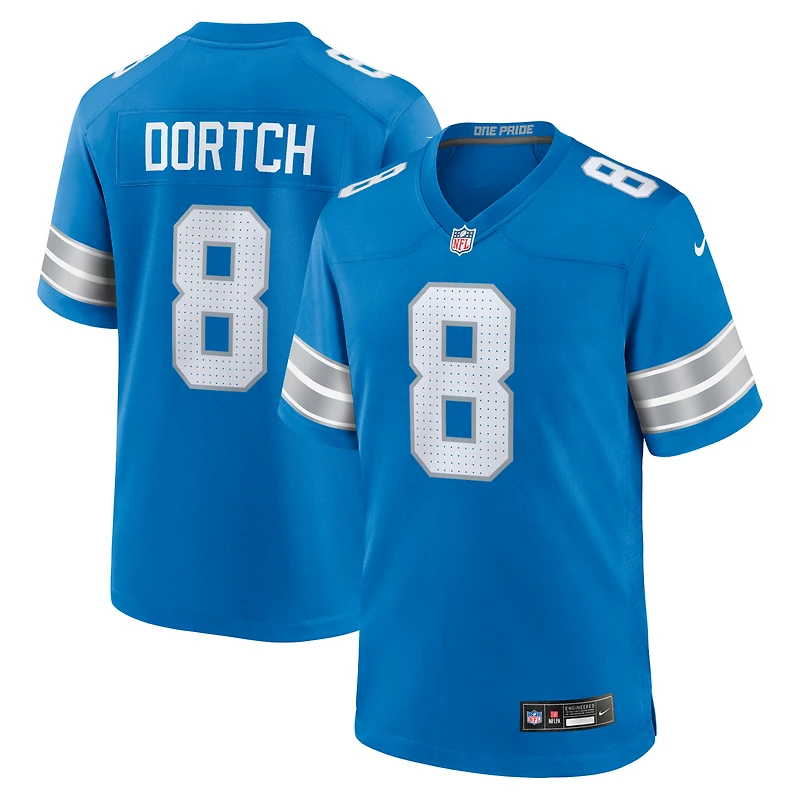 Maillot de match Nike Greg Dortch bleu des Lions Détroit pour homme