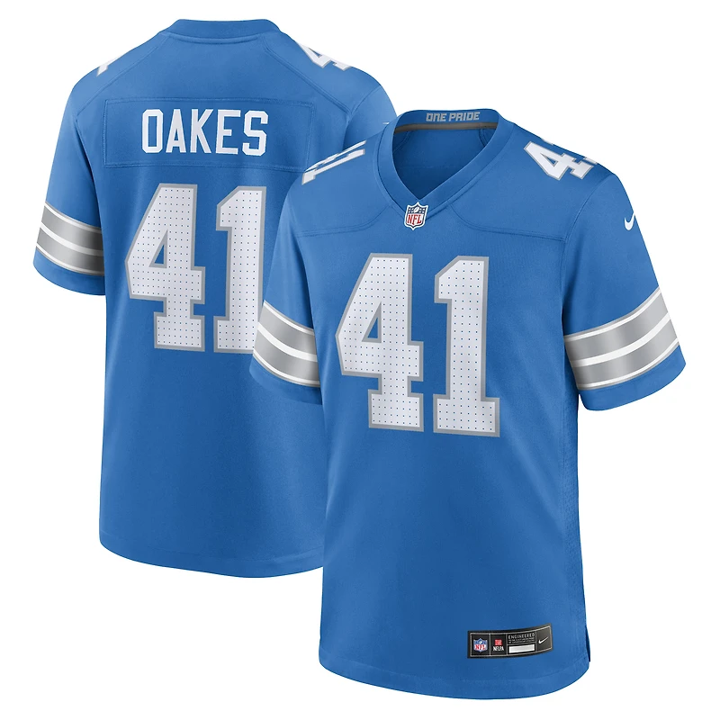 Men's Nike Gunnar Oakes  Blue Detroit Lions Team Game Jersey