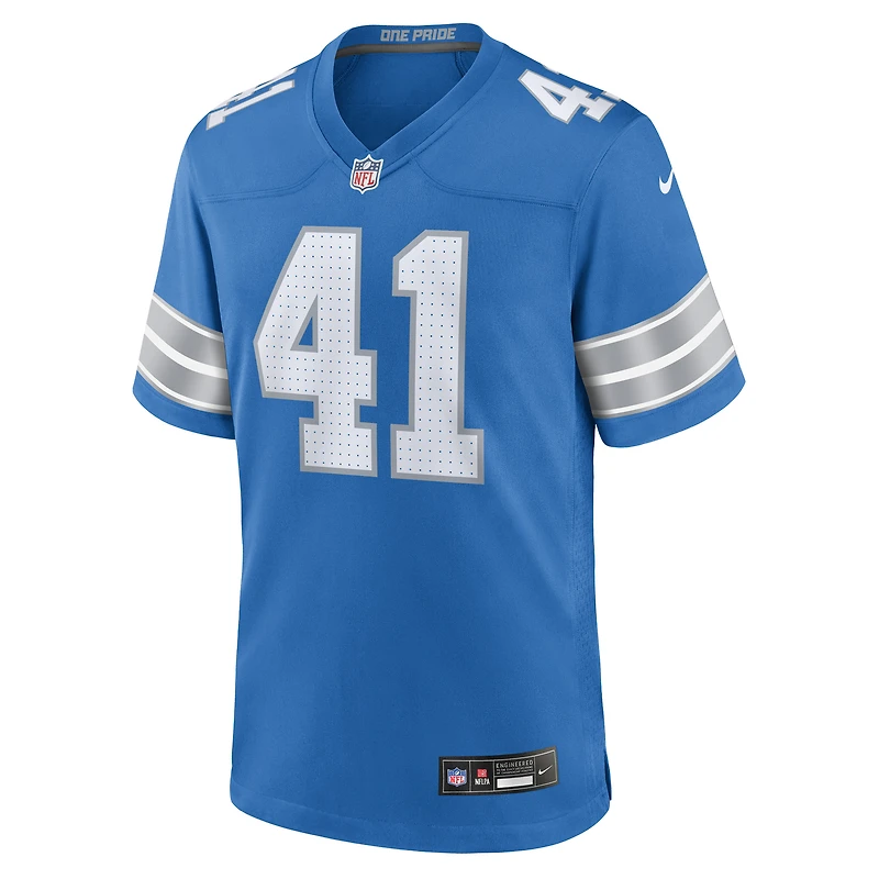 Men's Nike Gunnar Oakes  Blue Detroit Lions Team Game Jersey
