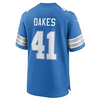 Men's Nike Gunnar Oakes  Blue Detroit Lions Team Game Jersey