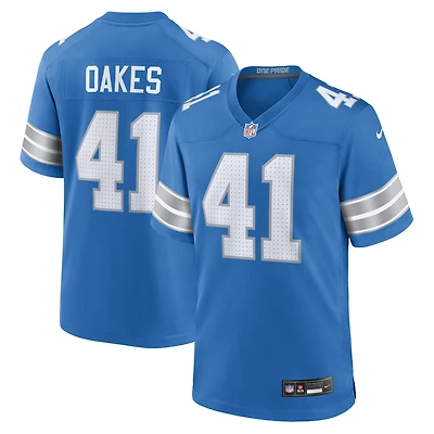 Men's Nike Gunnar Oakes  Blue Detroit Lions Team Game Jersey
