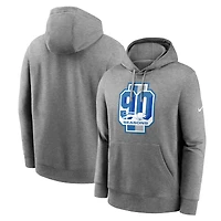 Sweat à capuche Nike gris chiné Detroit Lions 90e saison Club Fleece pour homme