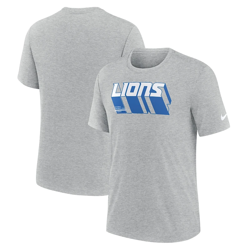 Men's Nike Heather Gray Detroit Lions Long Pass Tri-Blend T-Shirt