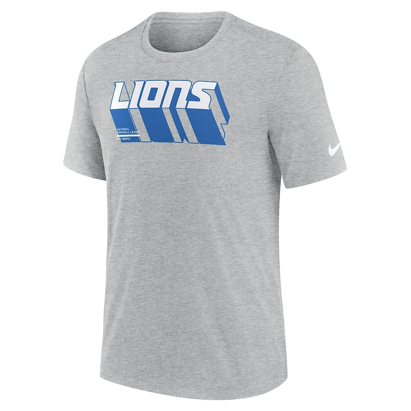 Men's Nike Heather Gray Detroit Lions Long Pass Tri-Blend T-Shirt