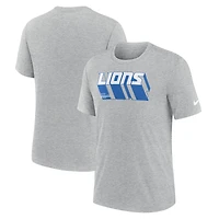 T-shirt Nike gris chiné pour homme, coupe longue passe, Detroit Lions