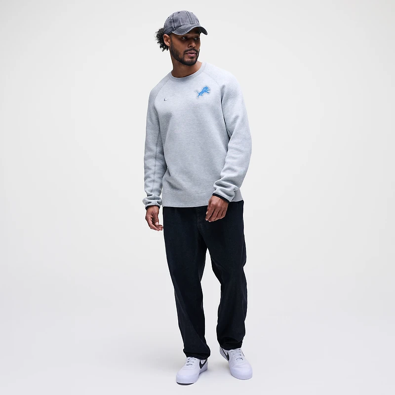 Men's Nike Heather Gray Detroit Lions Tech Fleece Raglan Sweatshirt