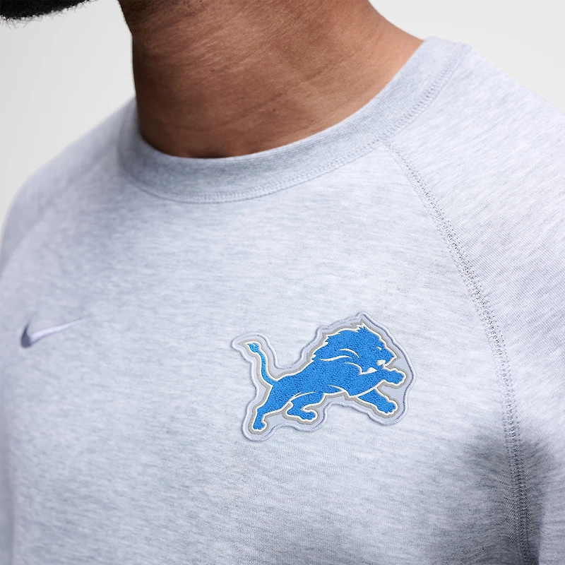 Sweat-shirt Nike Tech Fleece Raglan gris chiné pour homme des Detroit Lions
