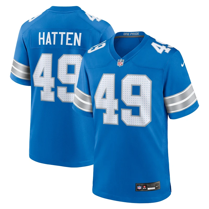 Maillot de match Nike Hogan Hatten Detroit Lions pour homme, bleu, bleu