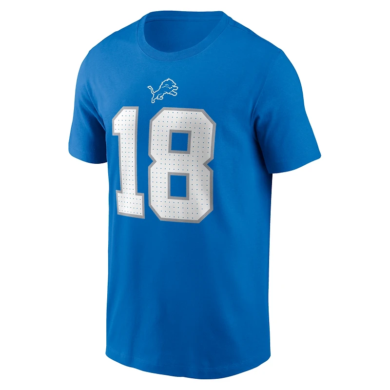Men's Nike Isaac TeSlaa Blue Detroit Lions Name & Number T-Shirt