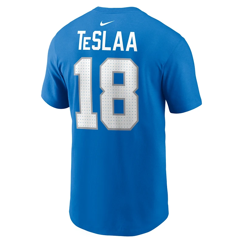 Men's Nike Isaac TeSlaa Blue Detroit Lions Name & Number T-Shirt