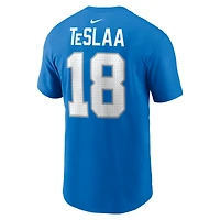 Men's Nike Isaac TeSlaa Blue Detroit Lions Name & Number T-Shirt