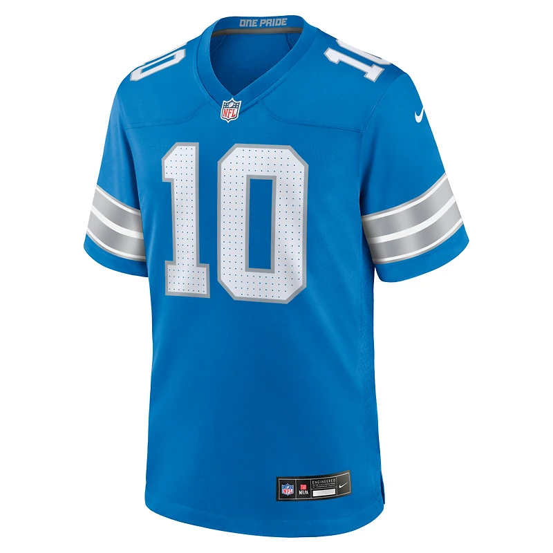 Men's Nike Isiah Pacheco Blue Detroit Lions Team Game Jersey