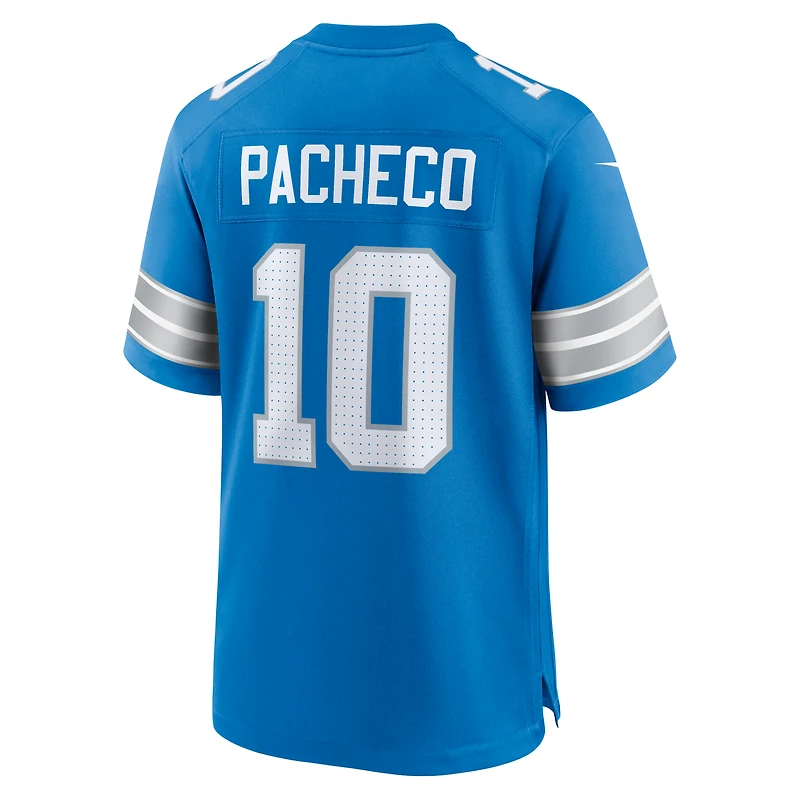 Men's Nike Isiah Pacheco  Blue Detroit Lions Team Game Jersey