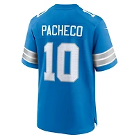Men's Nike Isiah Pacheco  Blue Detroit Lions Team Game Jersey