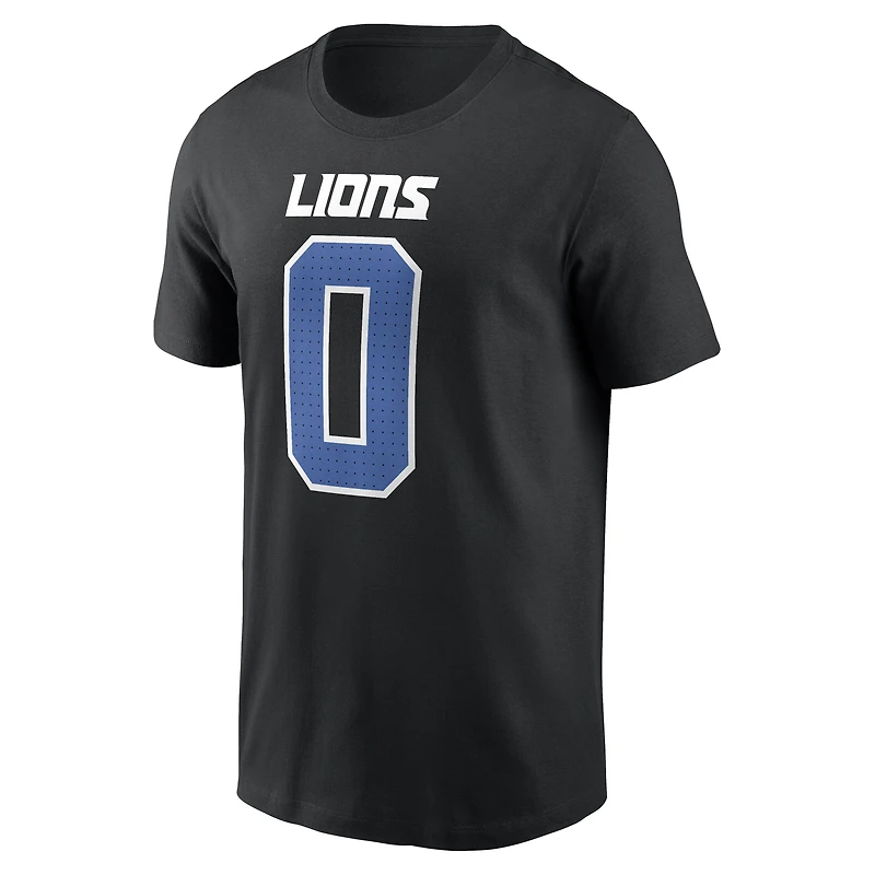 Men's Nike Jahmyr Gibbs Black Detroit Lions Carbon Name & Number T-Shirt