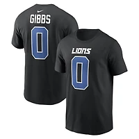 Men's Nike Jahmyr Gibbs Black Detroit Lions Carbon Name & Number T-Shirt