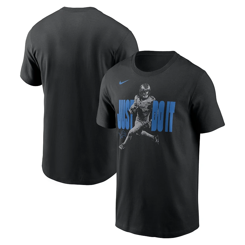 T-shirt Nike pour homme Jahmyr Gibbs noir Detroit Lions « Just Do It »