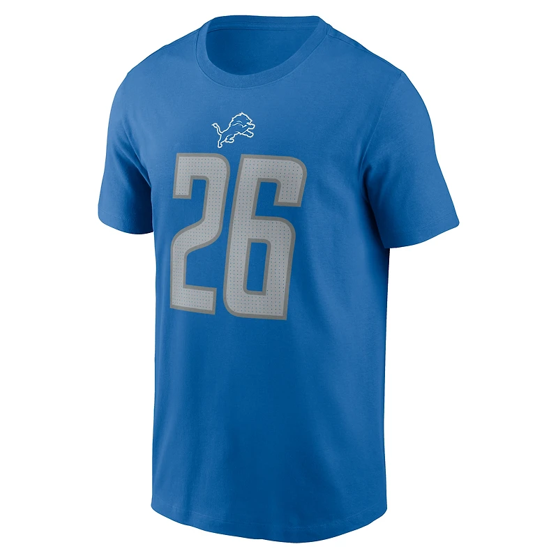 Men's Nike Jahmyr Gibbs Blue Detroit Lions 2023 NFL Draft First Round Pick Player Name & Number T-Shirt