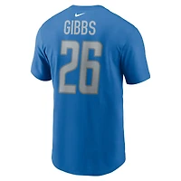 Men's Nike Jahmyr Gibbs Blue Detroit Lions 2023 NFL Draft First Round Pick Player Name & Number T-Shirt