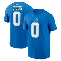 Men's  Nike Jahmyr Gibbs Blue Detroit Lions Name & Number T-Shirt
