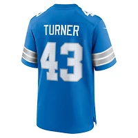 Men's Nike James Turner  Blue Detroit Lions Game Jersey