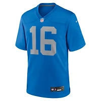 Maillot de match alternatif Nike Jared Goff bleu des Lions Detroit pour homme
