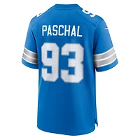 Men's Nike Josh Paschal  Blue Detroit Lions Team Game Jersey
