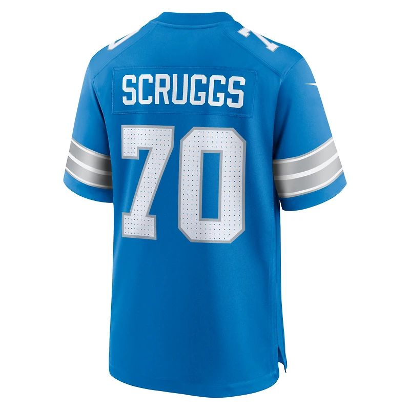 Maillot de match Nike Juice Scruggs bleu des Lions Détroit pour homme