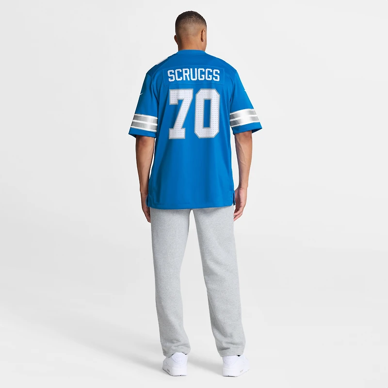 Men's Nike Juice Scruggs Blue Detroit Lions Team Game Jersey