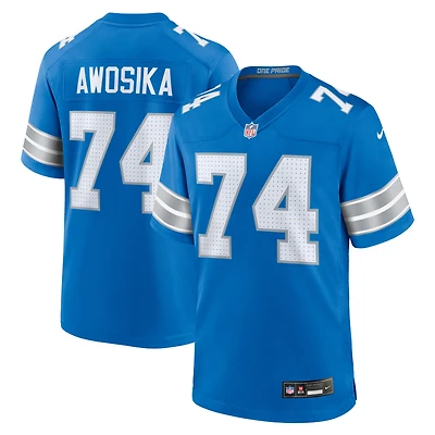 Men's Nike Kayode Awosika Blue Detroit Lions Team Game Jersey