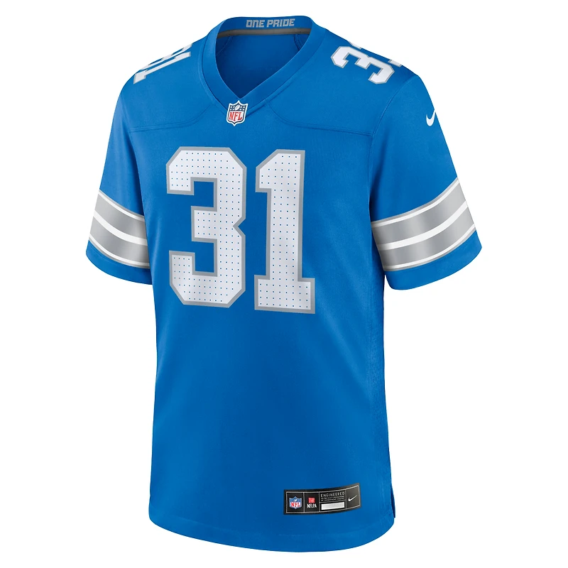 Men's Nike Kerby Joseph  Blue Detroit Lions Team Game Jersey