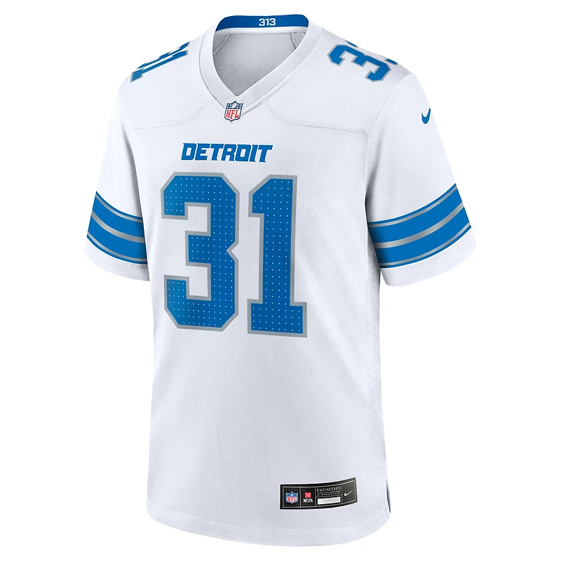 Maillot de match Nike Kerby Joseph pour homme, blanc, Detroit Lions