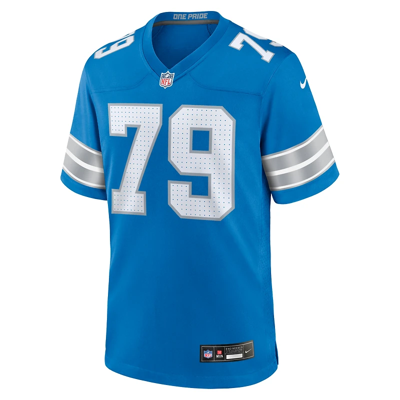 Maillot de match Nike Larry Borom bleu des Lions Détroit pour homme