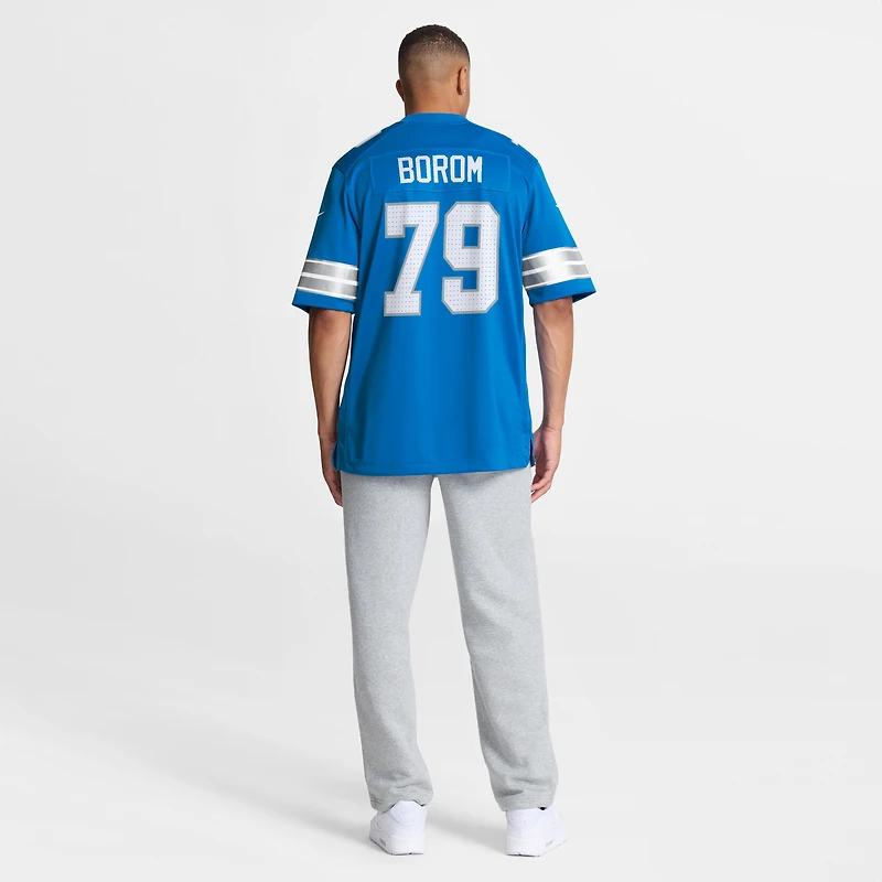 Men's Nike Larry Borom  Blue Detroit Lions Team Game Jersey