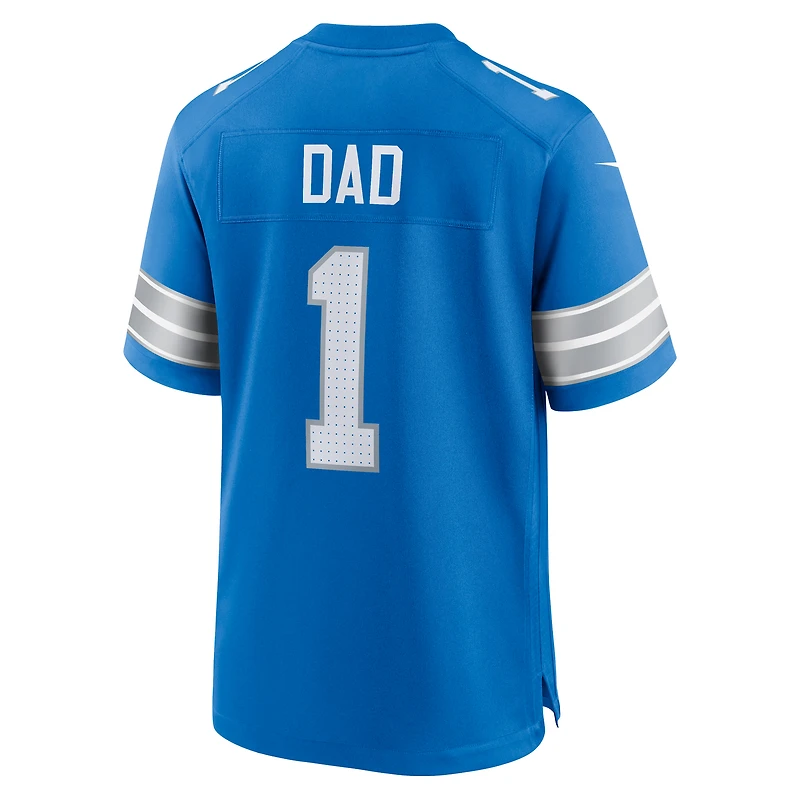 Men's Nike Number 1 Dad Blue Detroit Lions Game Jersey