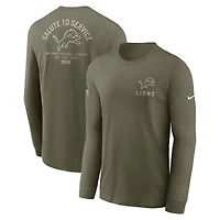 Men's Nike Olive Detroit Lions 2025 Salute to Service Sideline Long Sleeve T-Shirt